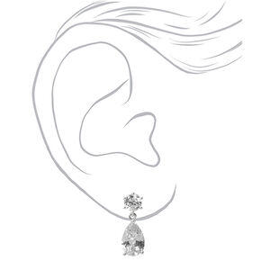 Pendantes en gouttes avec zircon cubique d&#39;imitation 2,5&nbsp;cm couleur argent&eacute;e,