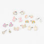 Clous d&rsquo;oreilles licorne couleur argent&eacute;e - Lot de 9,