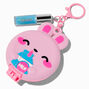 Pink Bunny Milk Pop-Up Hair Brush &amp; Lip Gloss Keychain,