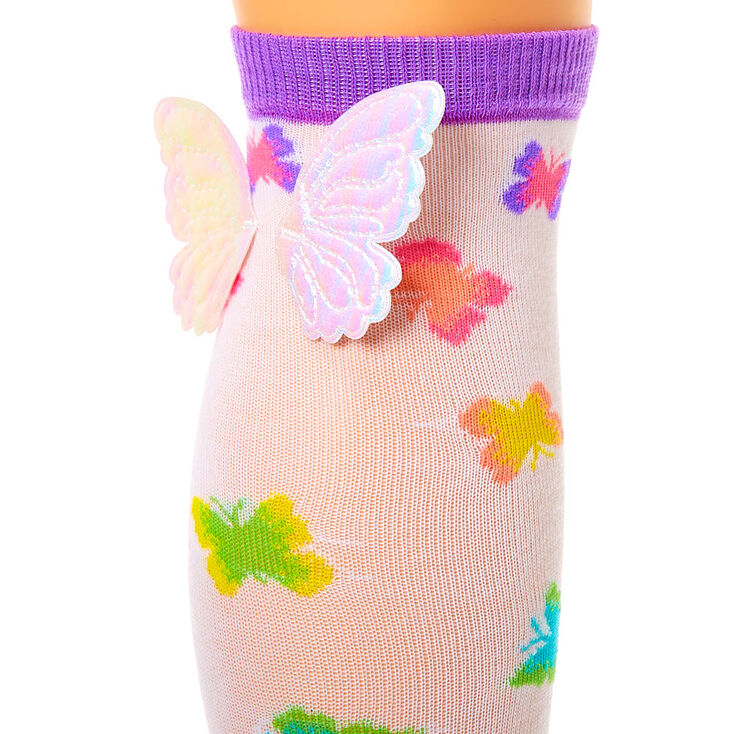 Chaussettes montantes papillon avec ailes - Blanc,