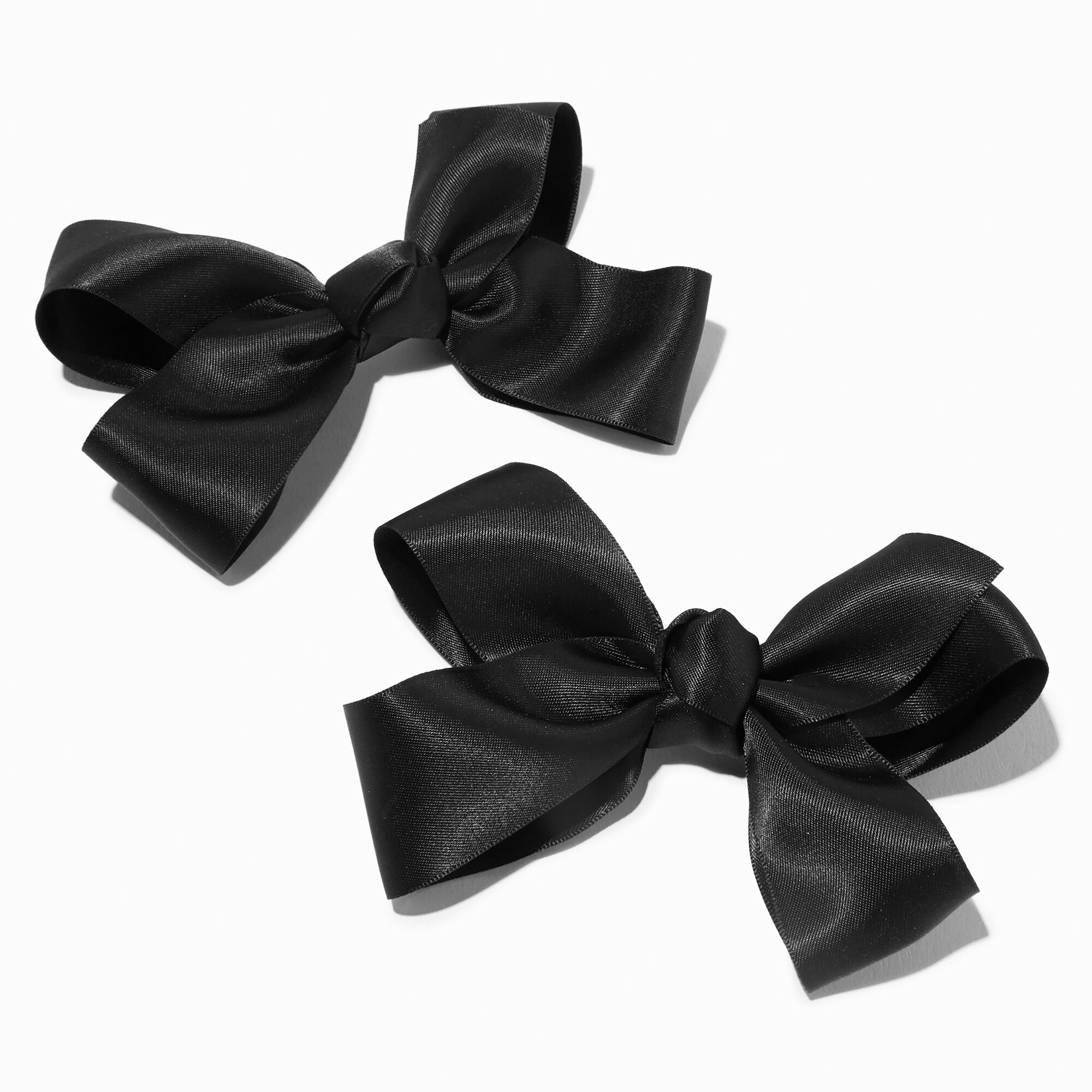 Black Satin Hair Bow Clips - 2 Pack | Claire's