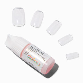 Faux ongles vegan carr&eacute;s&nbsp;moyens transparents - Lot de 100,