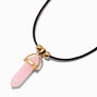 Pink Glow In The Dark Mystical Gem Pendant Black Cord Necklace,