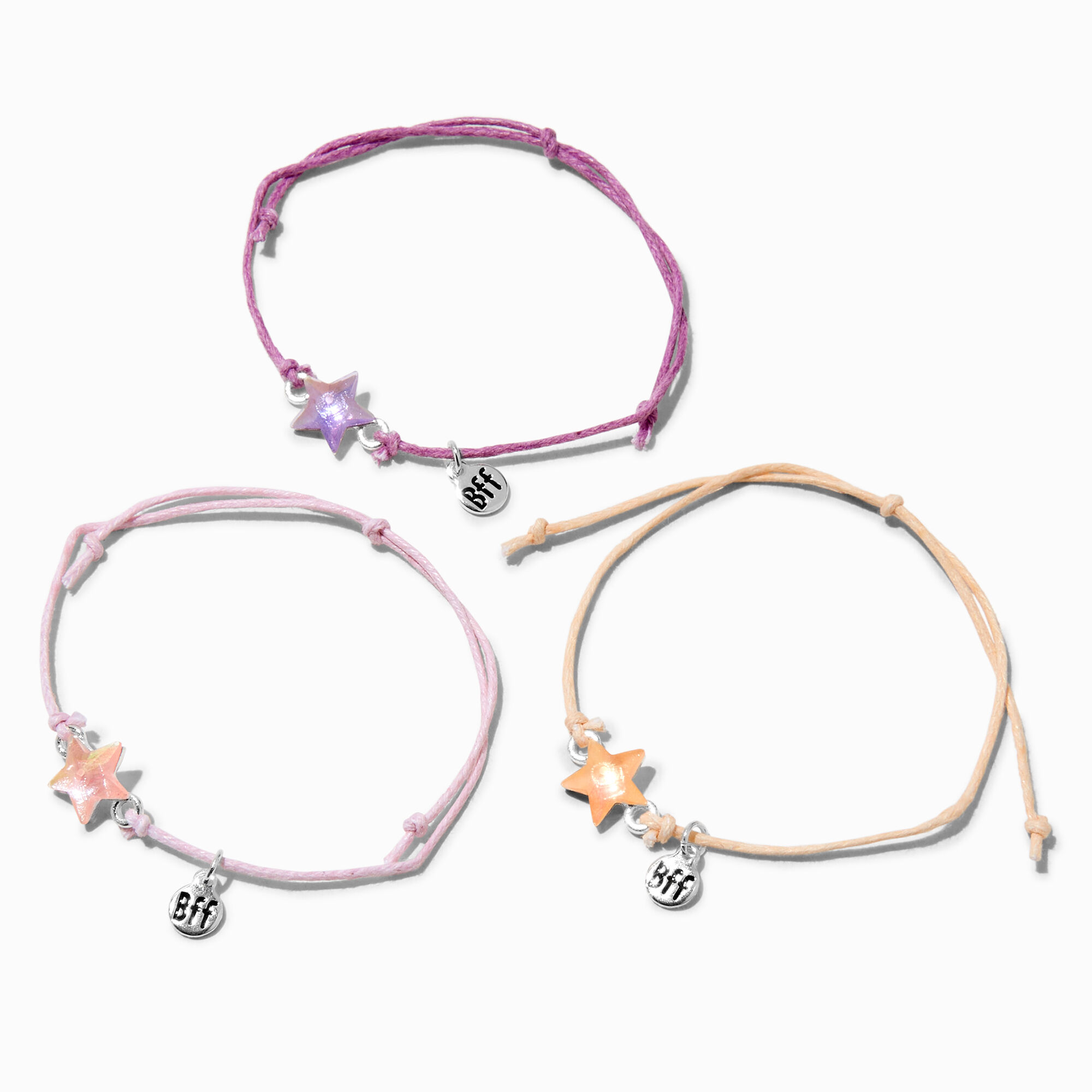 Claire's Bracelets réglables étoiles iridescentes Best Friends - Lot de 3