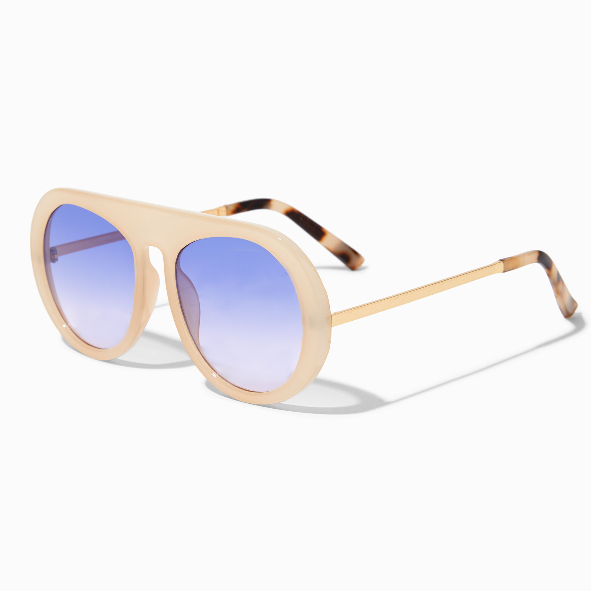 View Claires Tortoiseshell Aviator Sunglasses Ivory information