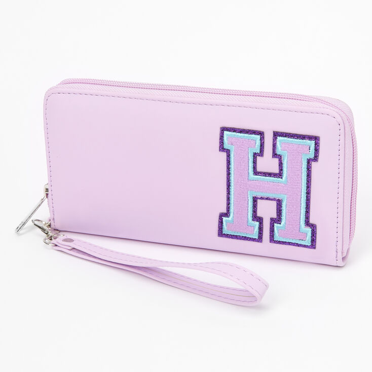 Claire's Pochette poignet à initiale violette style universitaire - H