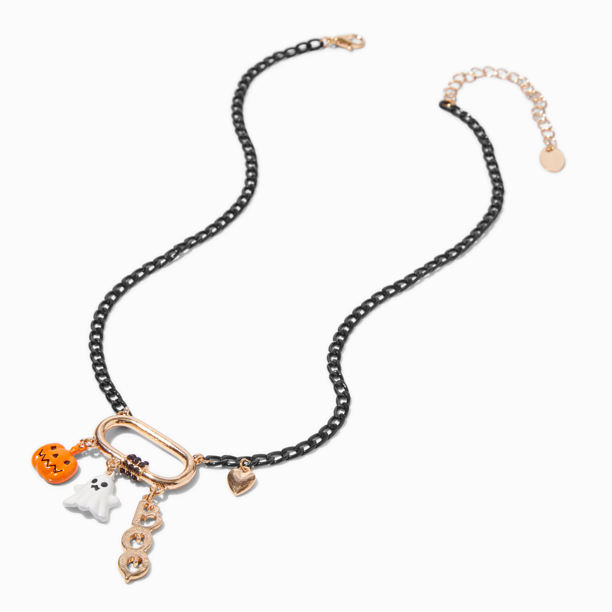Halloween Icons Gold Bar Charm Necklace,