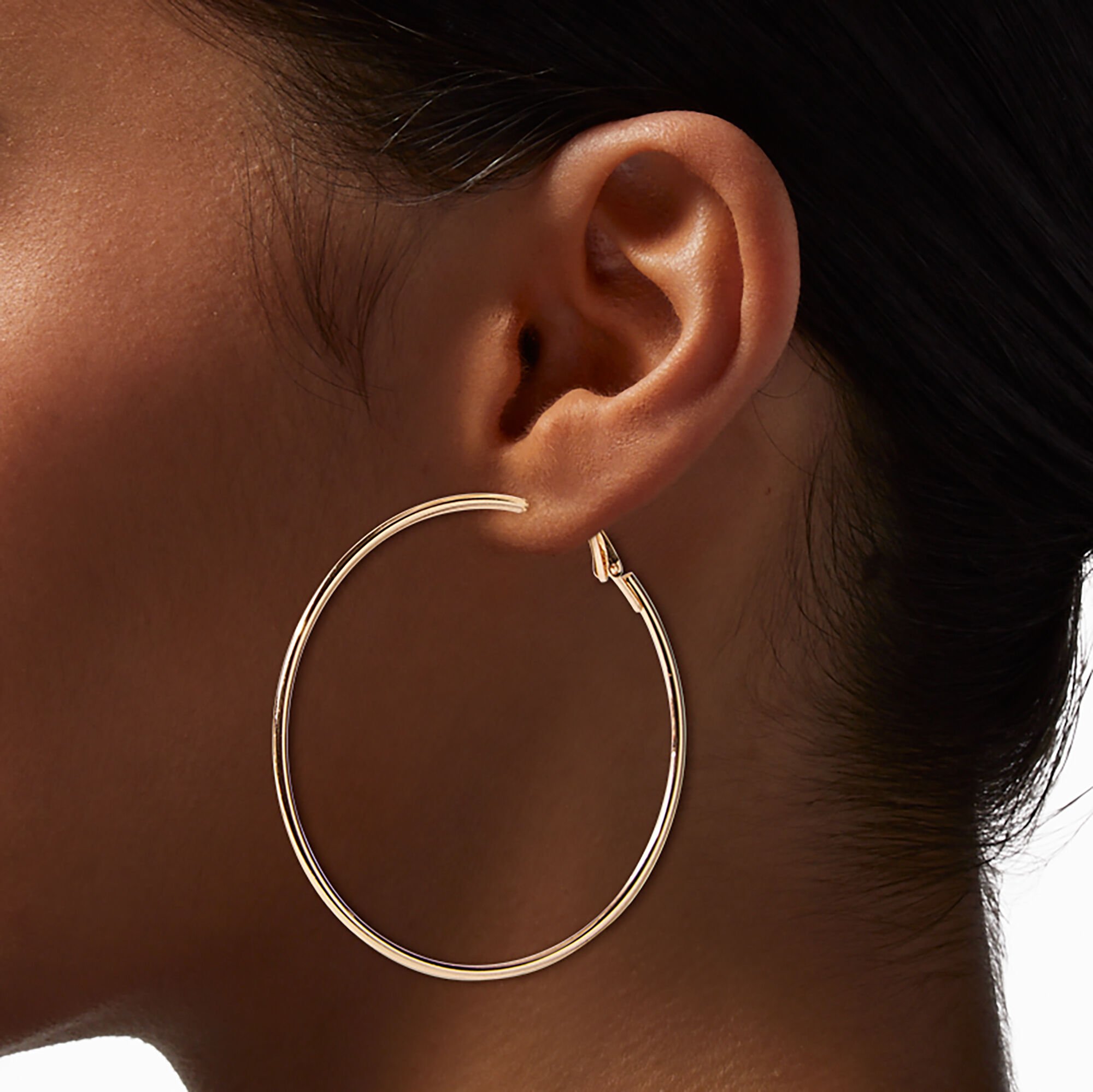 Gold-tone 40mm 50mm, & 60mm Graduated Hoop Earrings - 3 Pack,