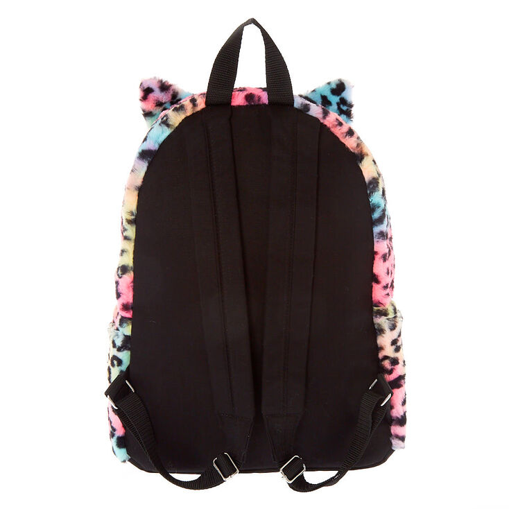 Plush Rainbow Leopard Medium Backpack,