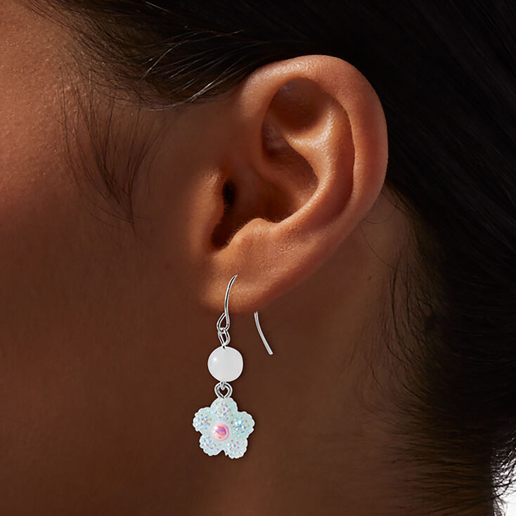 UV Color-Changing White Daisy Drop Earrings,