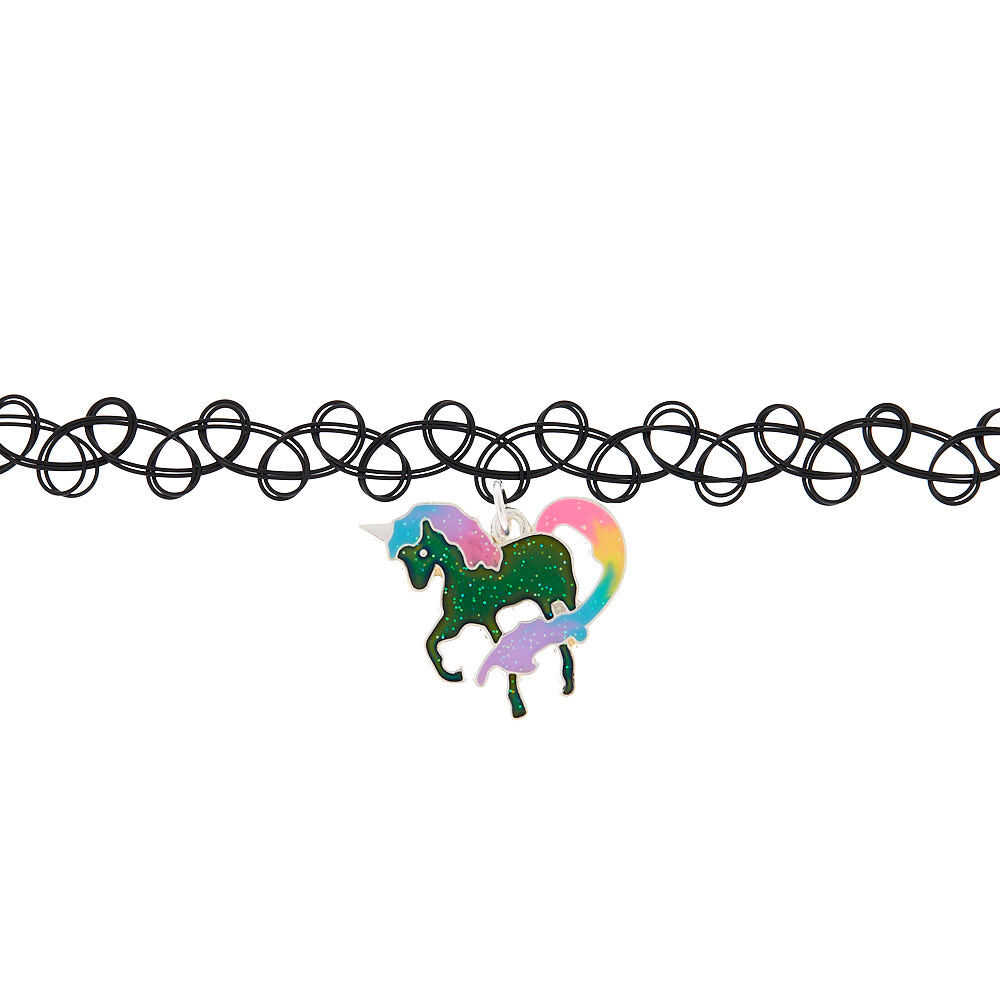 Ras-de-cou d'humeur licorne à paillettes de couleur noire,
