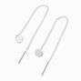 Silver-tone 4&quot; Linear Dot Threader Drop Earrings,