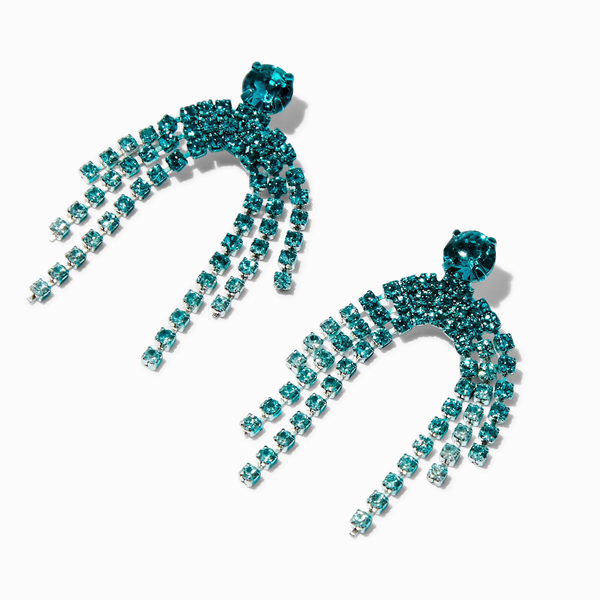 View Claires Crystal Waterfall 15 Drop Earrings Teal information