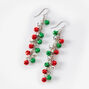 Christmas Silver 2&#39;&#39; Multicolored Bells Drop Earrings,