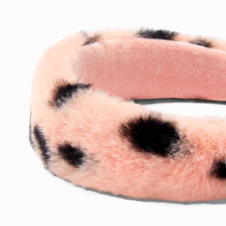 Blush Pink Leopard Print Furry Headband,