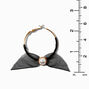 Black Organza Bow Gold-tone 30mm Hoop Earrings ,