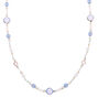 Silver Beaded Stone Long Necklace - Blue,