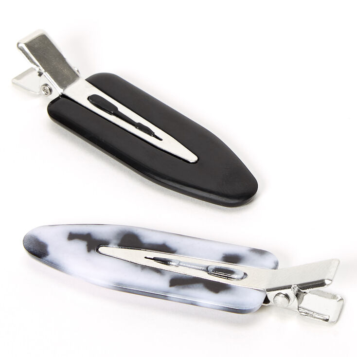 Solid Tortoiseshell Creaseless Hair Clips - Black, 2 Pack,