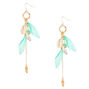 Gold 4.5&quot; Shell Feather Drop Earrings - Turquoise,