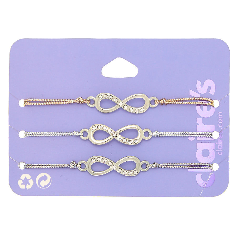 Metallic Infinity Symbol Stretch Bracelets 3 Pack