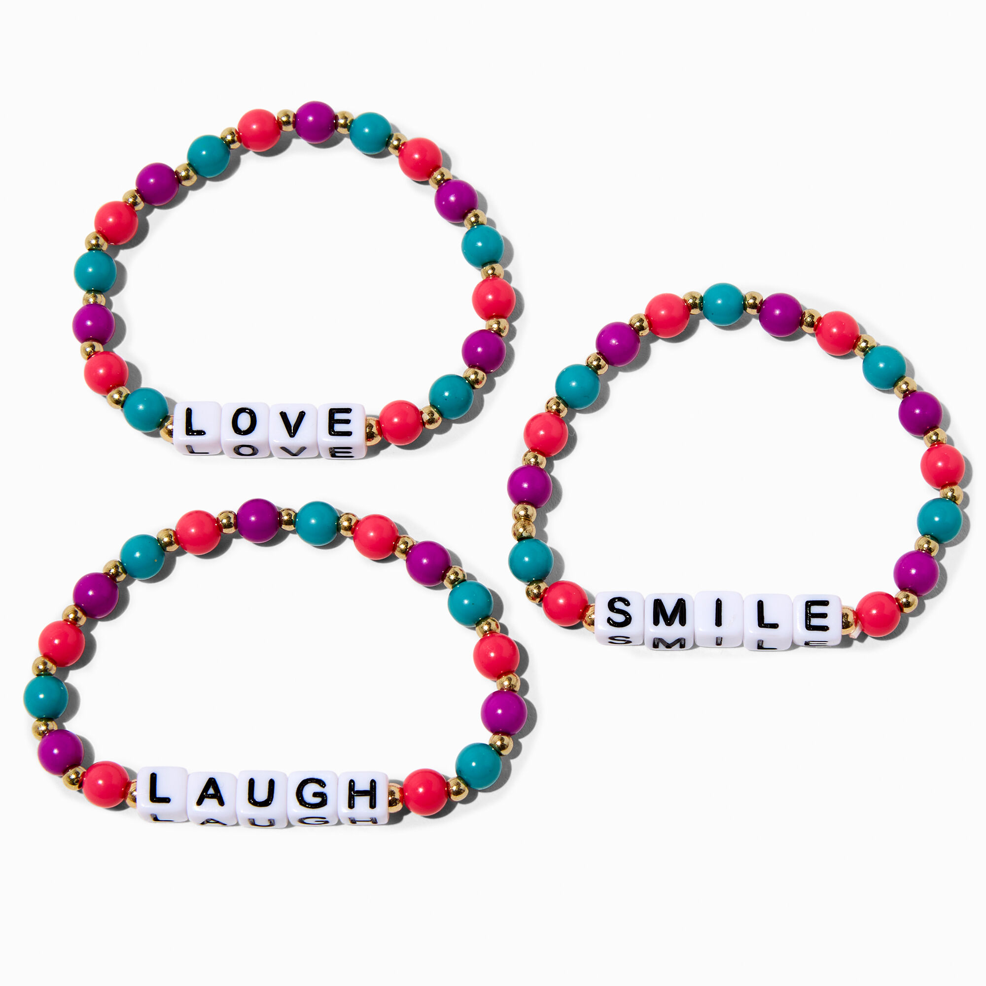 View Claires Club Jeweled Bead Word Stretch Bracelets 3 Pack information