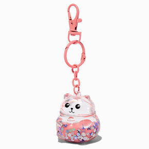 Pink Bear Water-Filled Glitter Keychain,