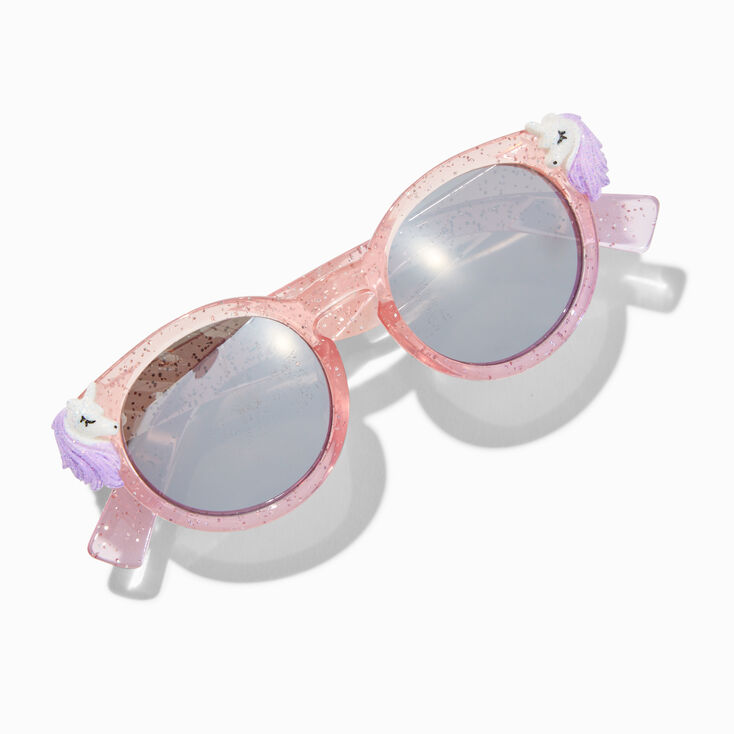Claire's Club Unicorn Pink Glitter Mod Sunglasses