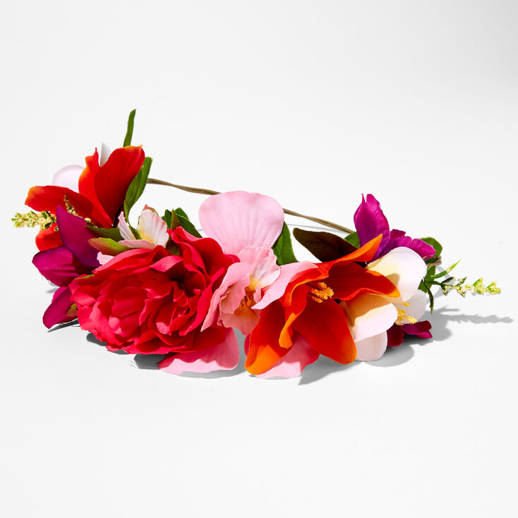 Vibrant Tropical Flower Crown Headwrap,