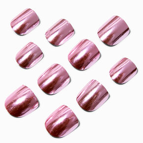 Faux ongles vegan autocollants couleur chrom&eacute;e roses Claire&#39;s&nbsp;Club - Lot de 10,