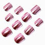 Claire&#39;s Club Pink Chrome Press On Vegan Faux Nail Set - 10 Pack,