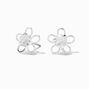 Clous d&#39;oreilles marguerite en zircon cubique d&#39;imitation couleur argent&eacute;e,