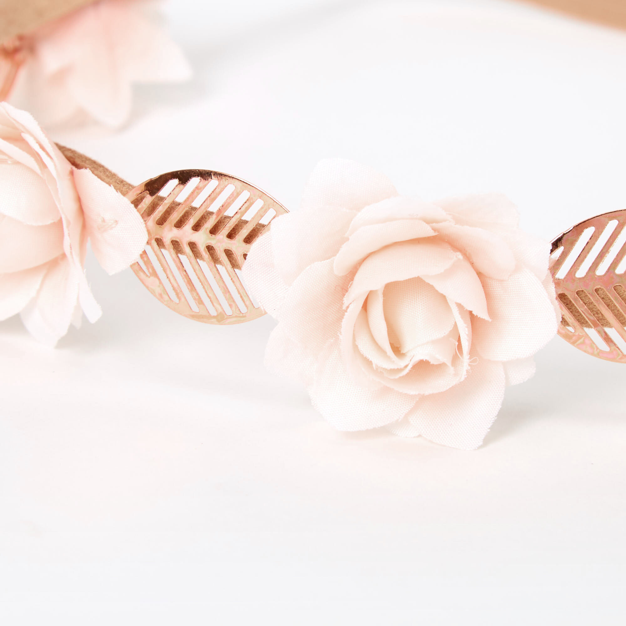 Rose Gold Flower Leaf Headwrap - Blush Pink