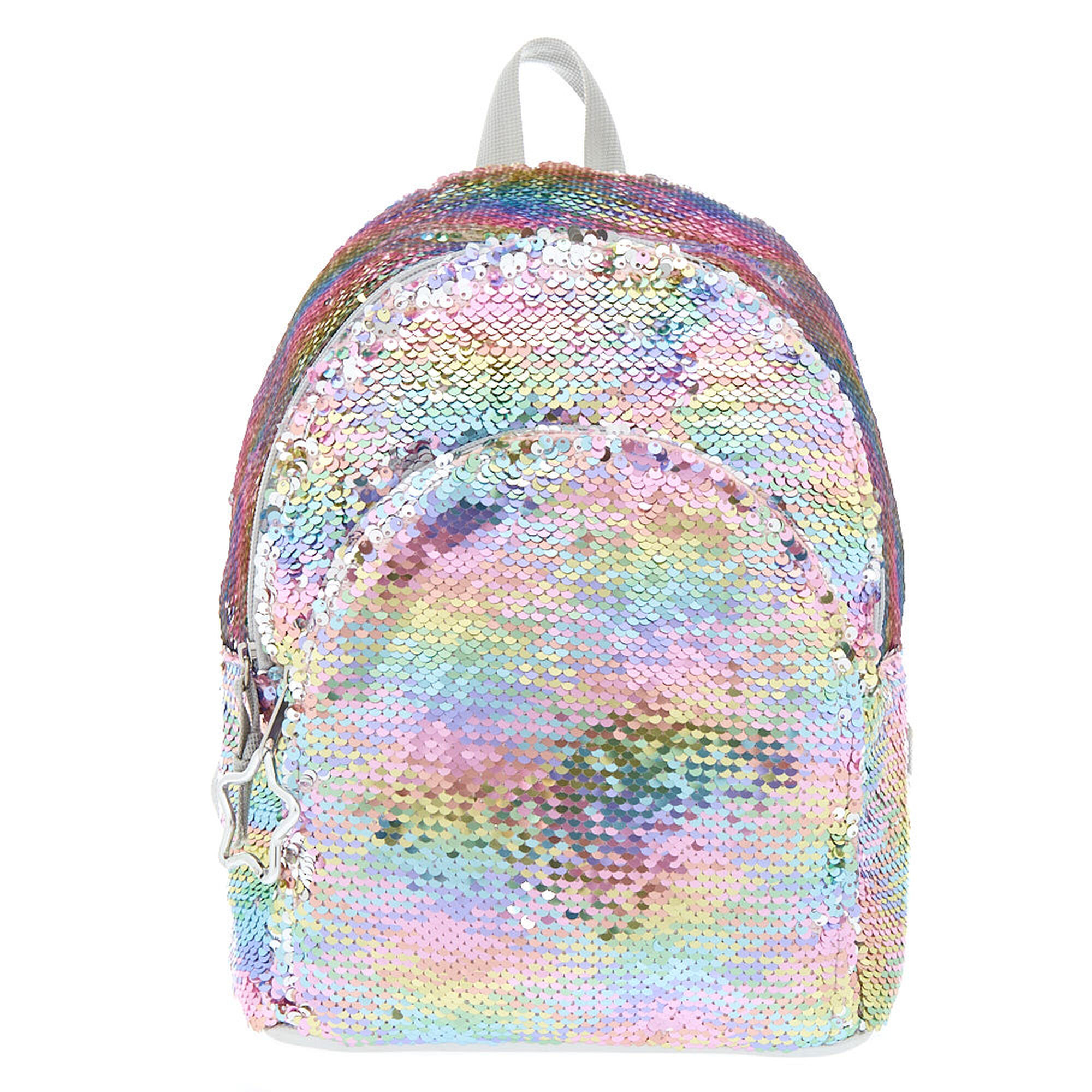 Reversible Sequin Rainbow Pastel Medium Backpack Claire S Us