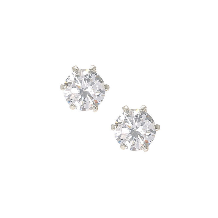 Clous d&#39;oreilles de 6&nbsp;mm en argent et zircon cubique d&#39;imitation,