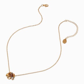 Gold-tone Initial Charm Pendant Necklace - D,
