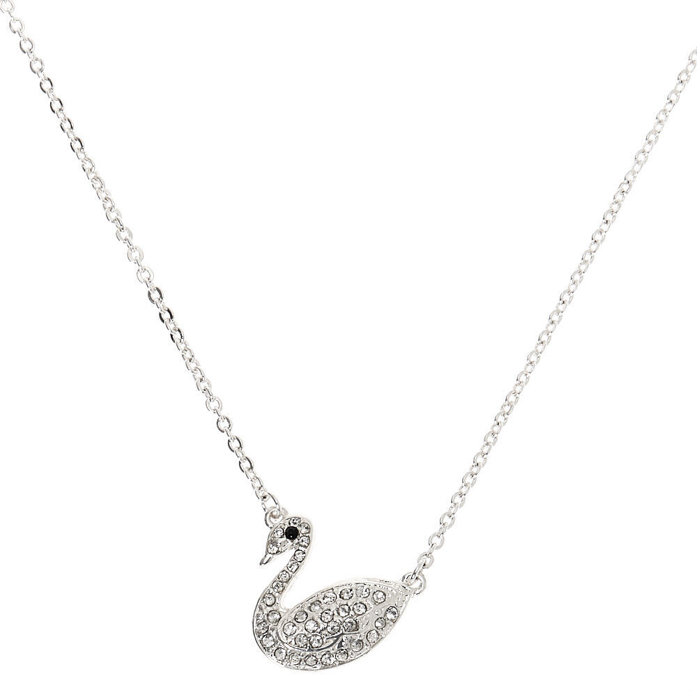 Silver Swan Pendant Necklace,
