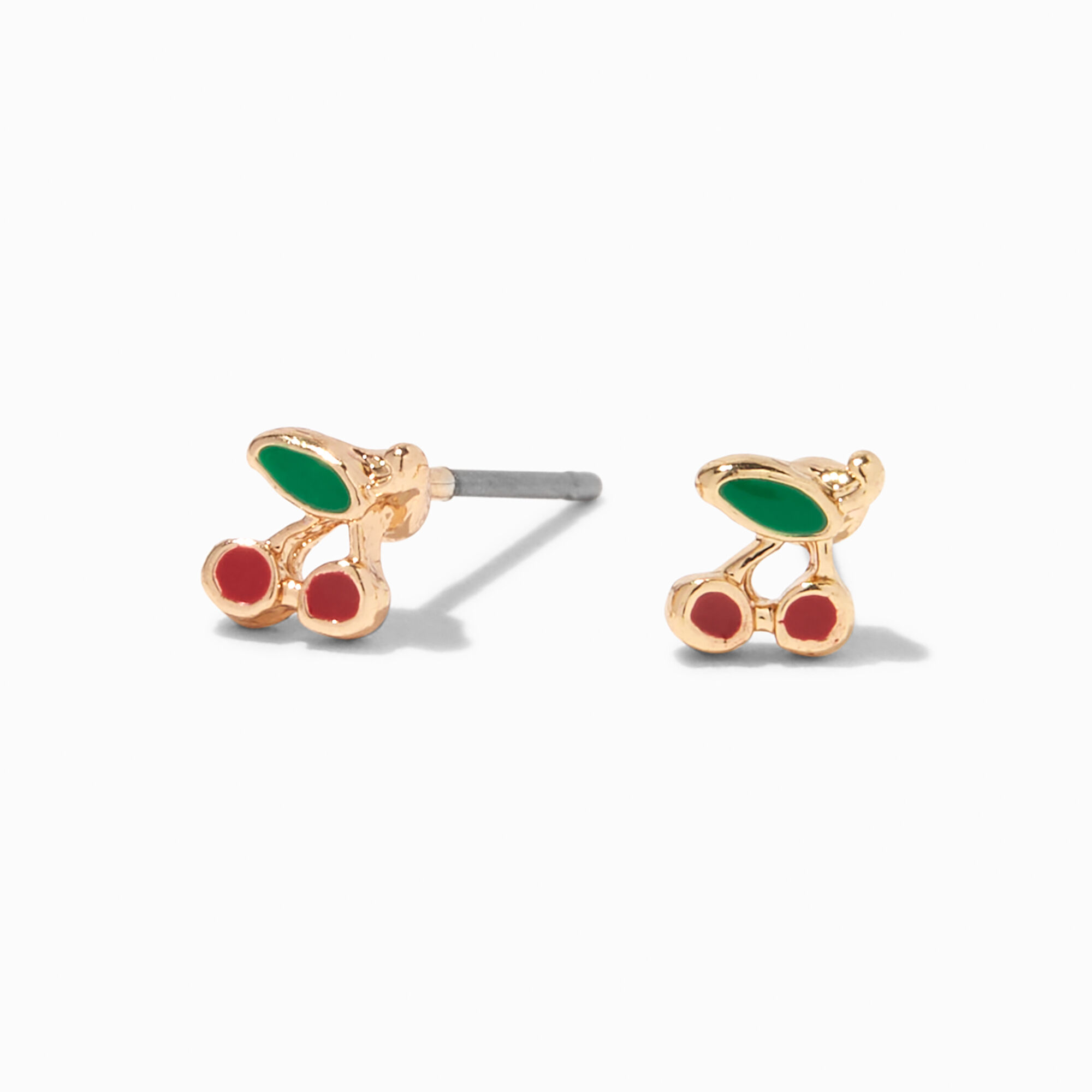 View Claires Cherry Stud Earrings Gold information
