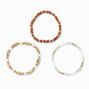 Gold &amp; Neutrals Beaded Stretch Bracelet Set - 3 Pack,