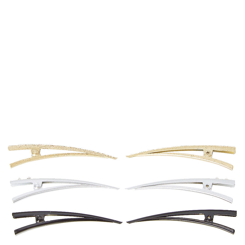 Mixed Glitter Matte Salon Hair Clips - 6 Pack,
