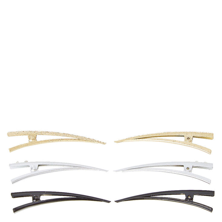 Mixed Glitter Matte Salon Hair Clips - 6 Pack,