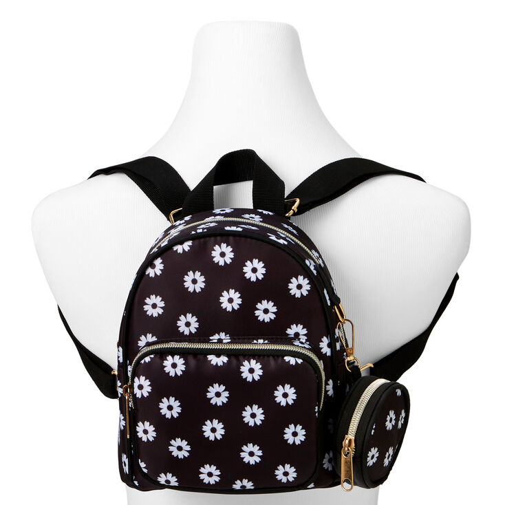 Black &amp; White Daisy Mini Backpack,