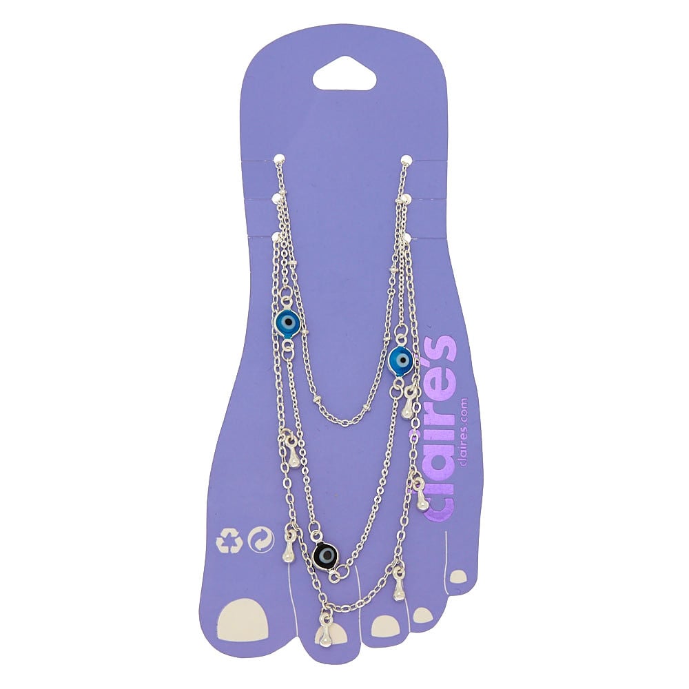 Silver Evil Eye Anklets - 3 Pack,