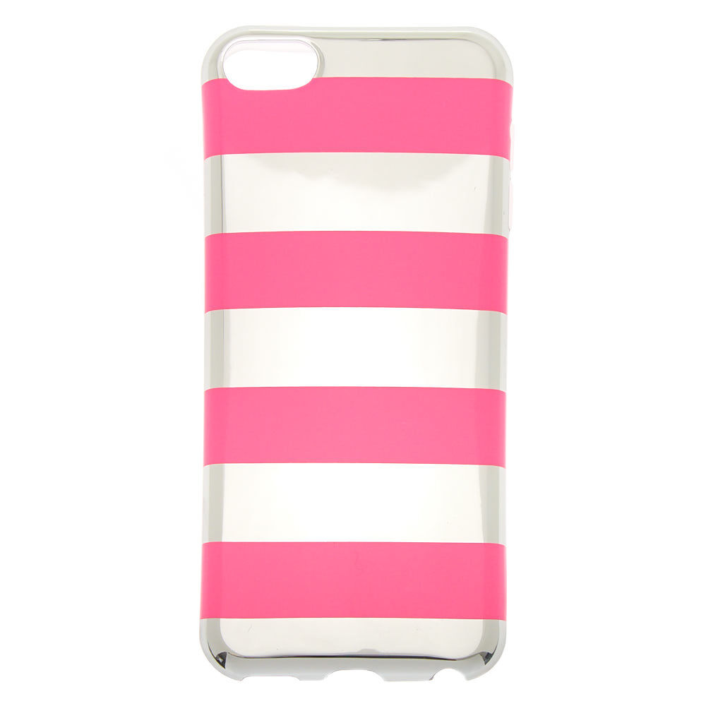 Pink & Silver Striped Phone Case - Fits iPhone 5/5S,