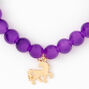 Bracelet &eacute;lastique perl&eacute; licorne couleur dor&eacute;e - Violet,