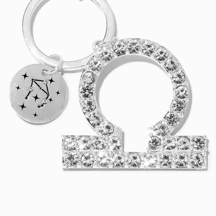Libra Mystical Gem Silver Zodiac Keychain,