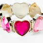 Claire&#39;s Club Pink Gem Heart Stretch Bracelet,