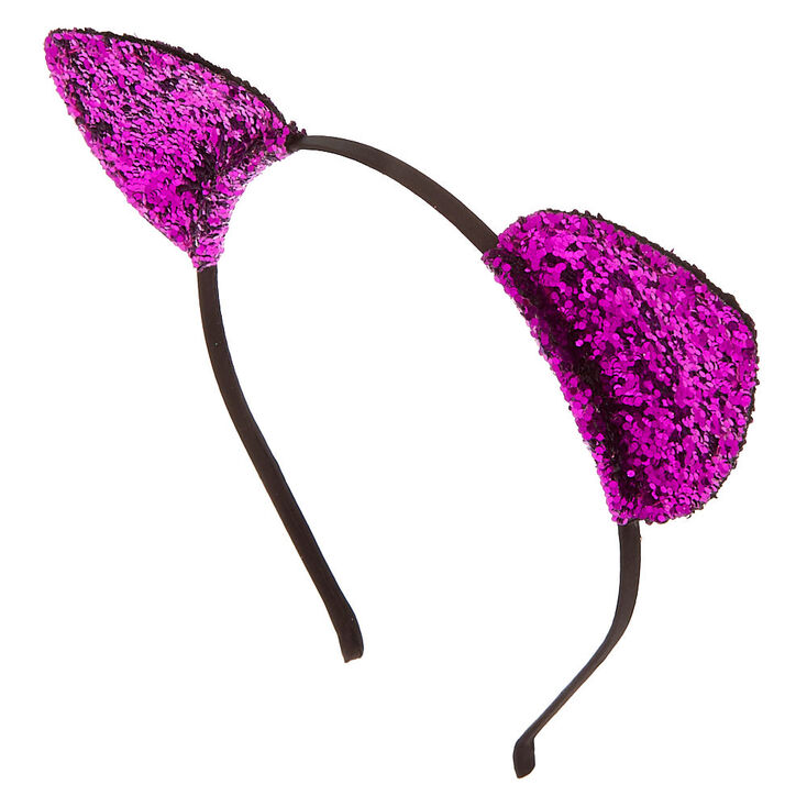 Glitter Cat Ears Headband Purple Claire S Us