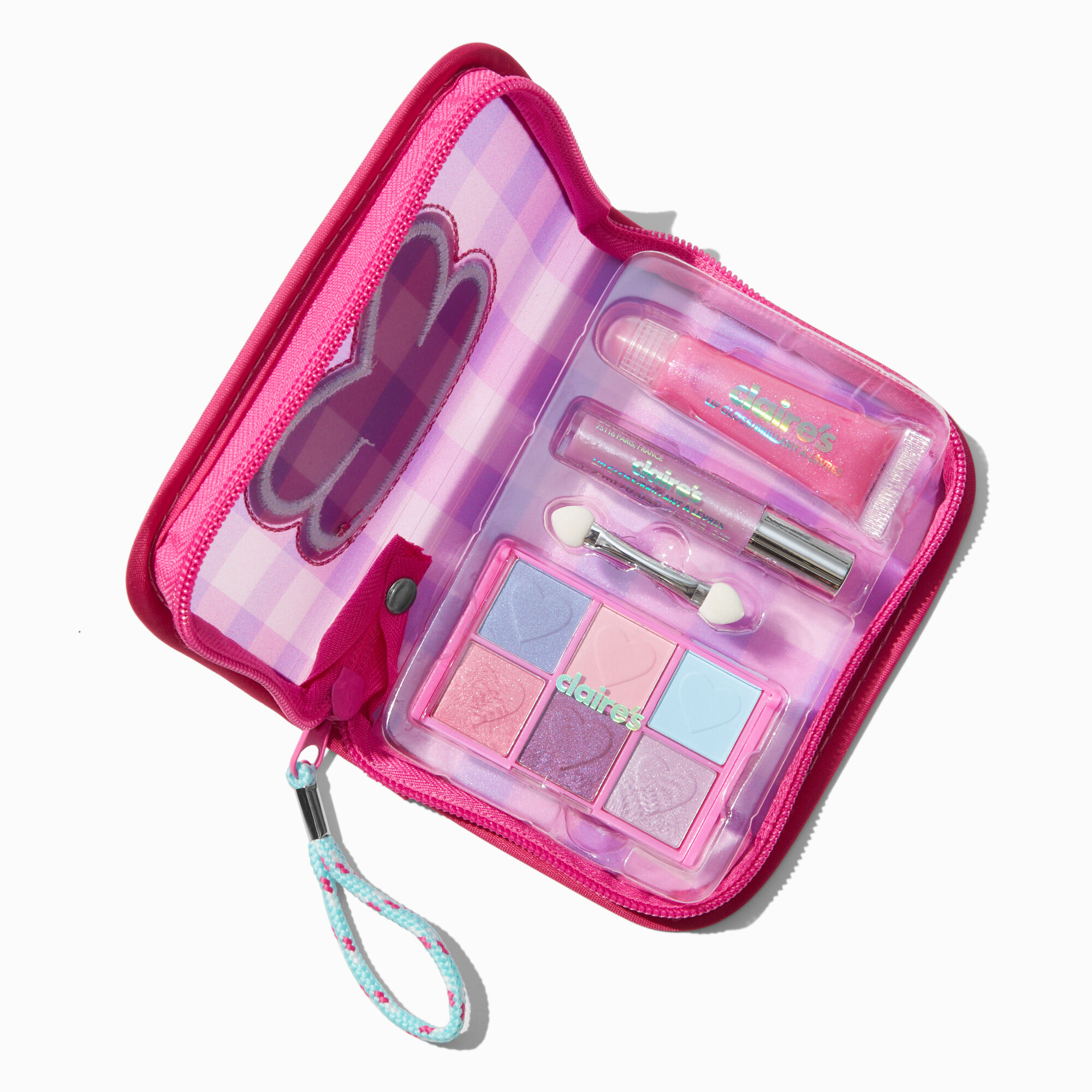Initial Zipper Makeup Set Wristlet - K,