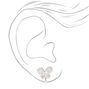 Silver Cubic Zirconia Butterfly Clip On Stud Earrings,