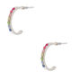 Sterling Silver Rainbow Stone Hoop Earrings,